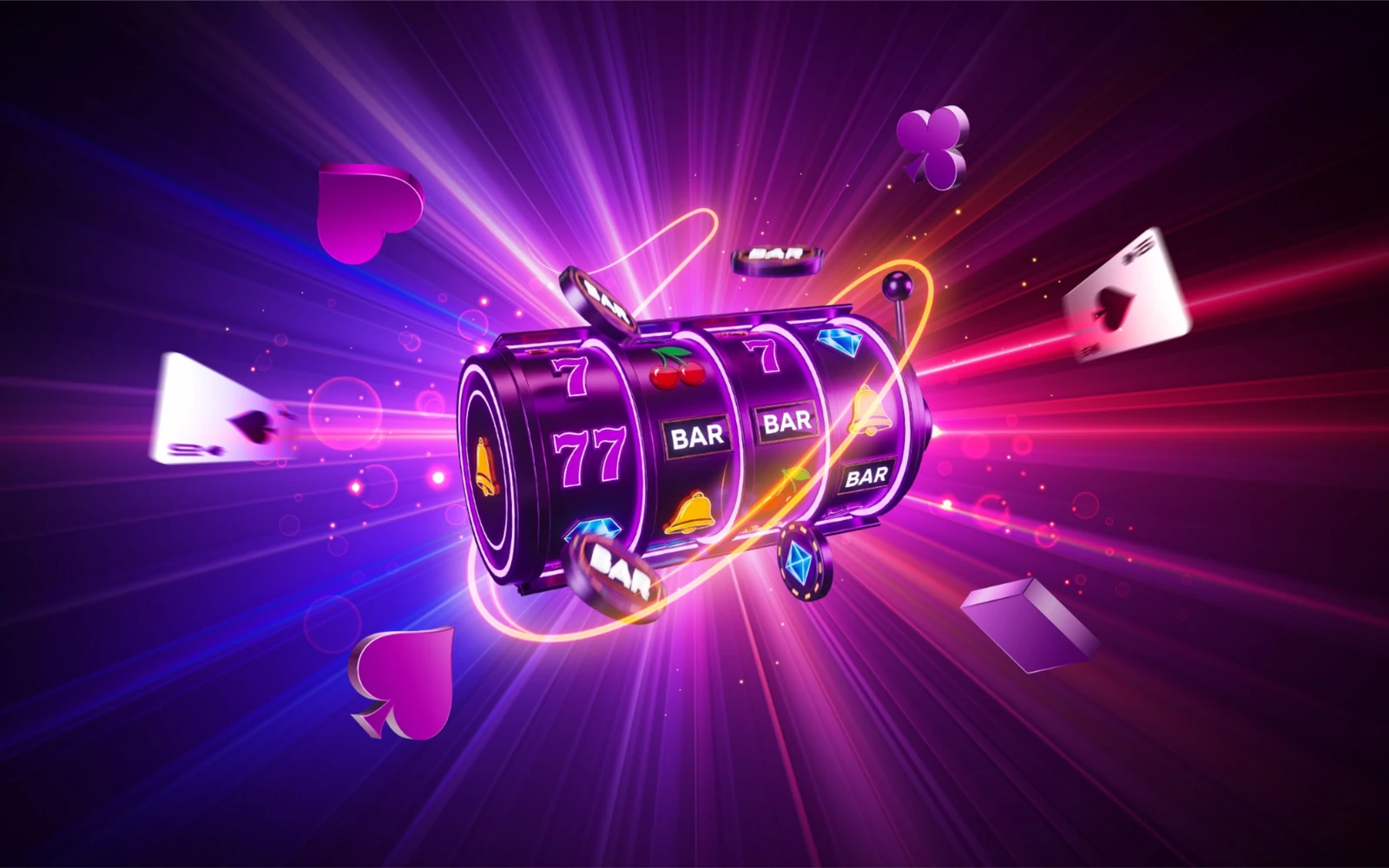 Reel slot digital dengan simbol permainan dan panel kontrol