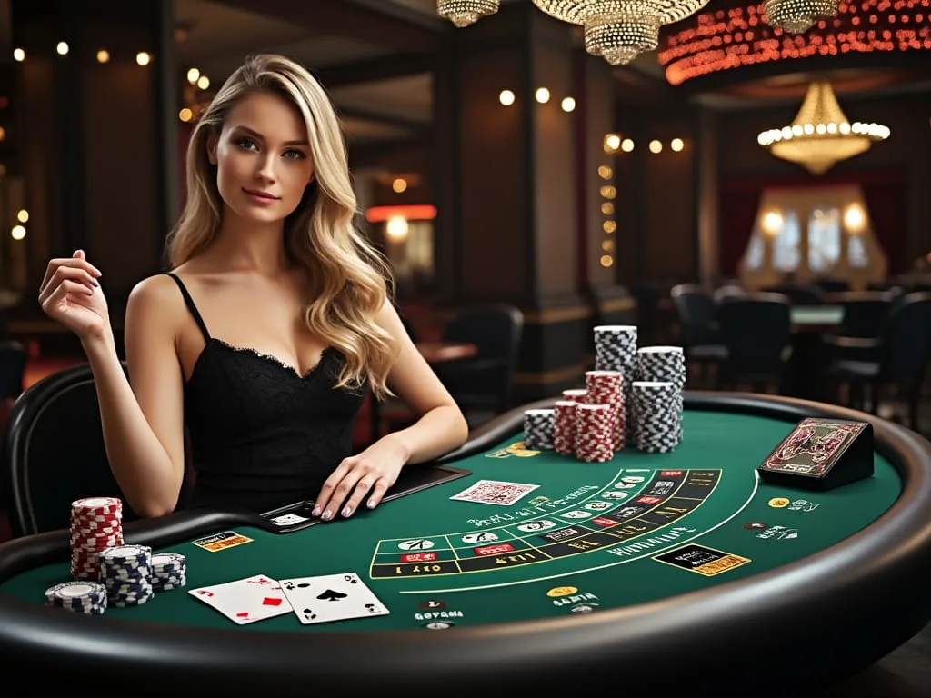Dealer memandu permainan meja live KARGOTOTO dengan panel permainan di sisi layar